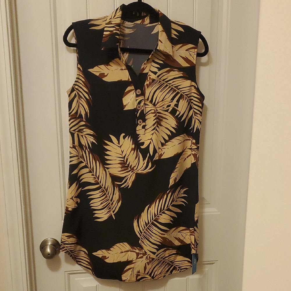 Cupshe Black and Tan Leaf Print Sundress Size M. - Picture 3 of 12